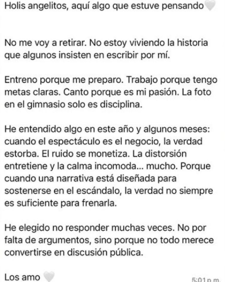 Mensaje de Ángela Aguilar 