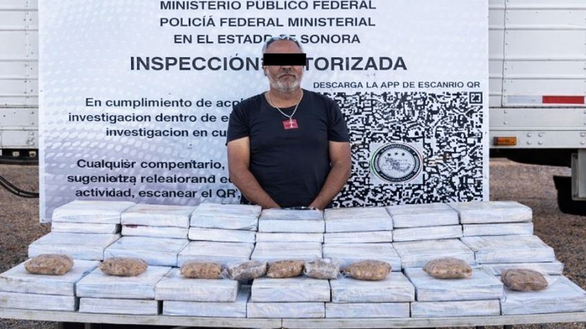 Viajaba con 100 kilos de droga: Detienen a conductor de tráiler en carretera de Caborca