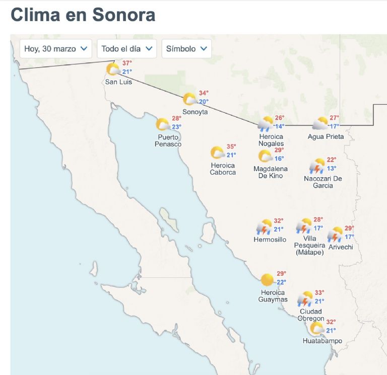 Así será el clima en Sonora este lunes. Foto: Conagua