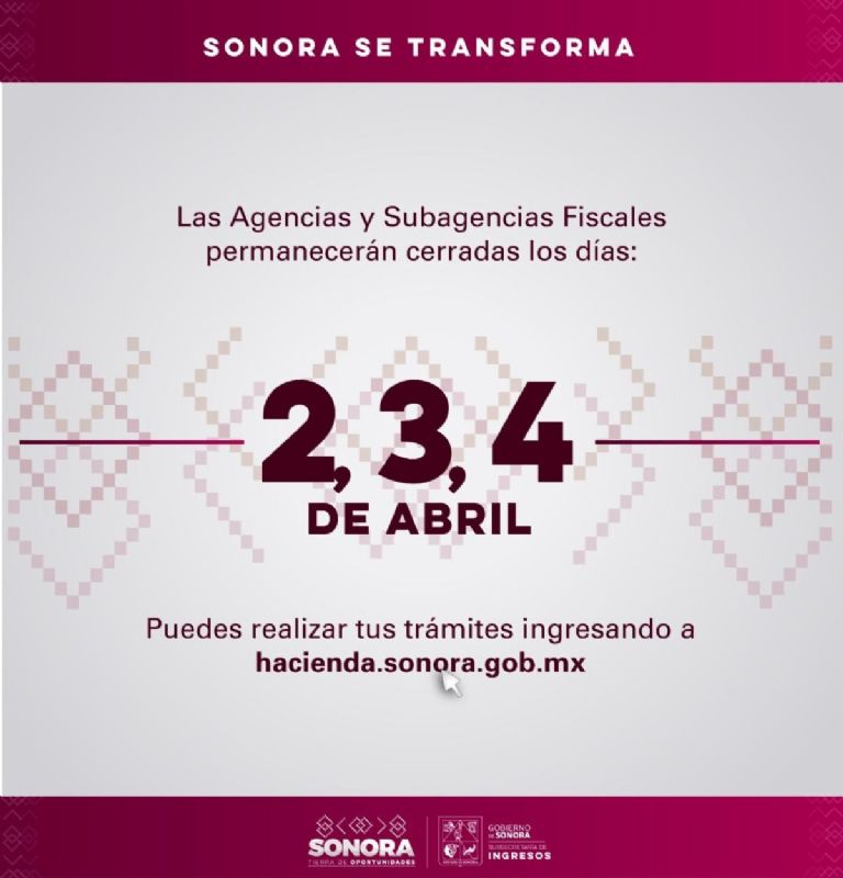 Agencias fiscales cerrarán por días de asueto debido a Semana Santa