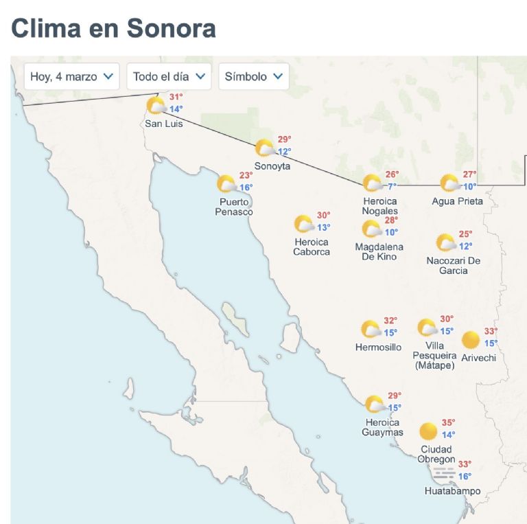 Así será el clima en Sonora este miércoles. Foto: Conagua
