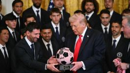 Foto que representa a Messi y el Inter Miami visitan a Trump en la Casa Blanca por el título de la MLS Cup