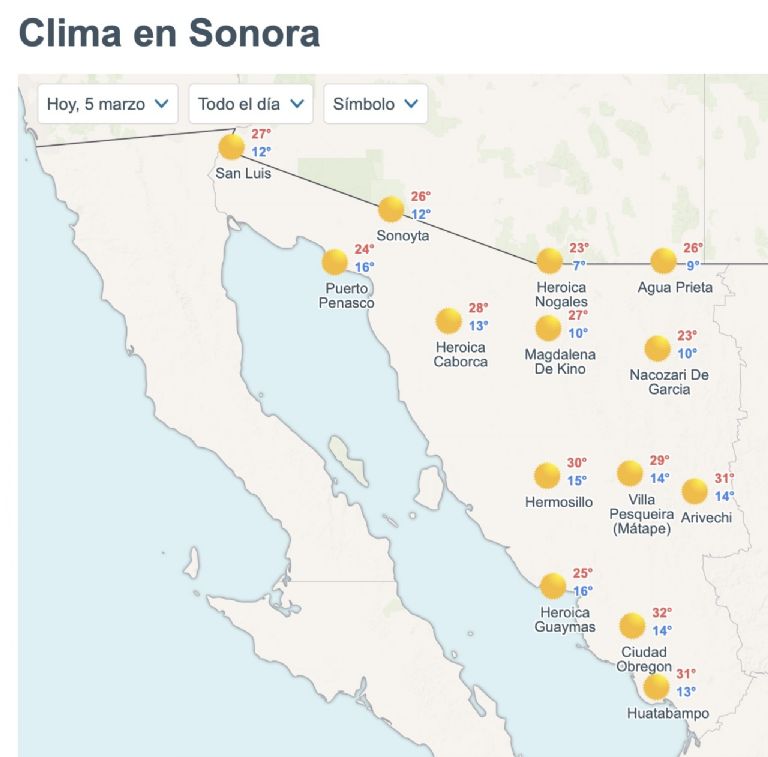 Así será el clima en Sonora este jueves. Foto: Internet