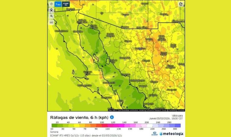 Frente frío 39: Descenso de temperatura, viento y posibles lluvias al norte de Sonora