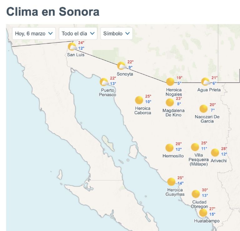 Así será el clima en Sonora HOY. Foto: Conagua