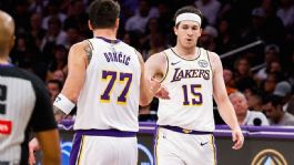 Foto que representa a Doncic luce intratable y los Lakers resisten para derrotar a los Knicks a pesar de la baja de LeBron