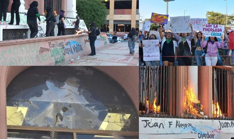 Sí hay denuncia por daños tras protestas del 8M en el edificio del Poder Judicial de Hermosillo